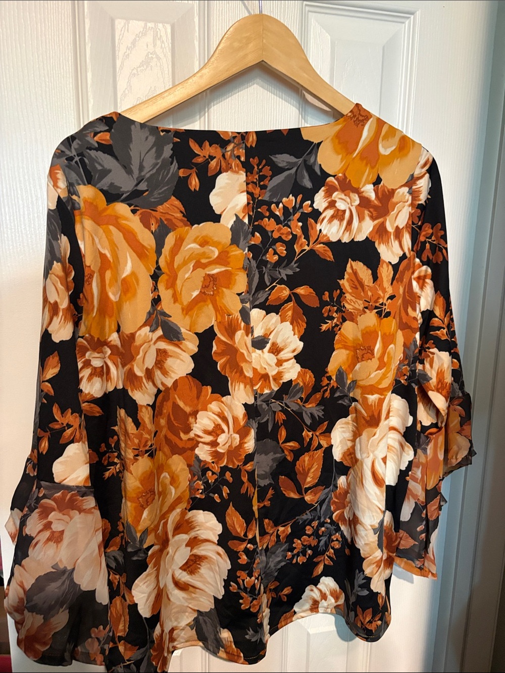 BNWT Thomas & Olivia Orange Floral Ruffle Sleeve Women's Top Women's Size XL - Picture 5 of 5